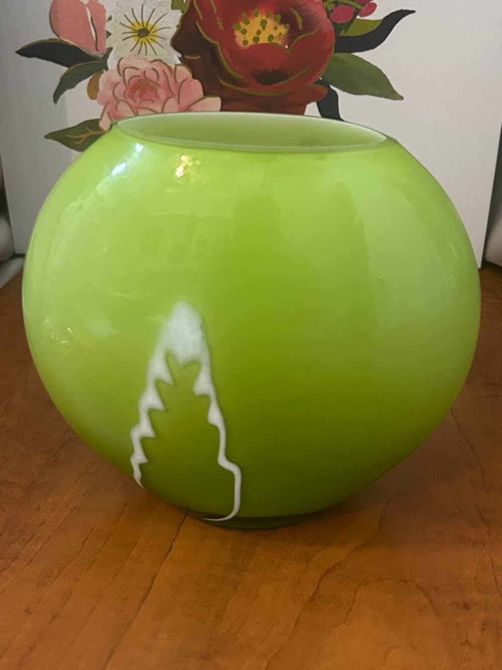 Vintage Murano lime green glass vase circa 1970’s